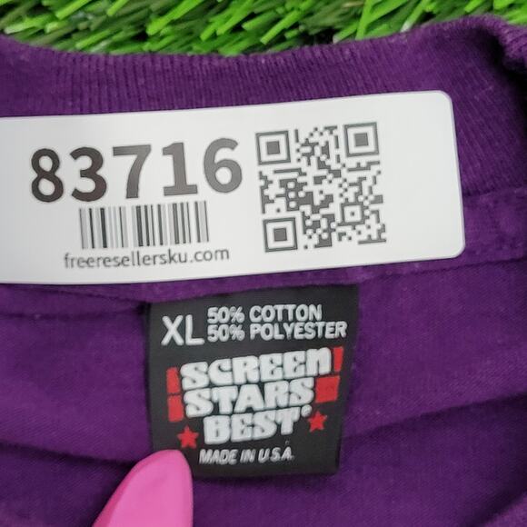 Vintage 1990 La-Paz Peace-Sign Shirt Womens XL 21x27 Purple - Picture 4 of 13